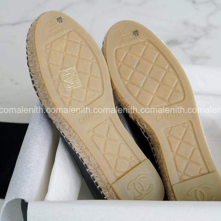 Chanel Square-Logo Original Leather Espadrilles
